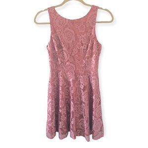Dusty Rose Lace Floral Dress